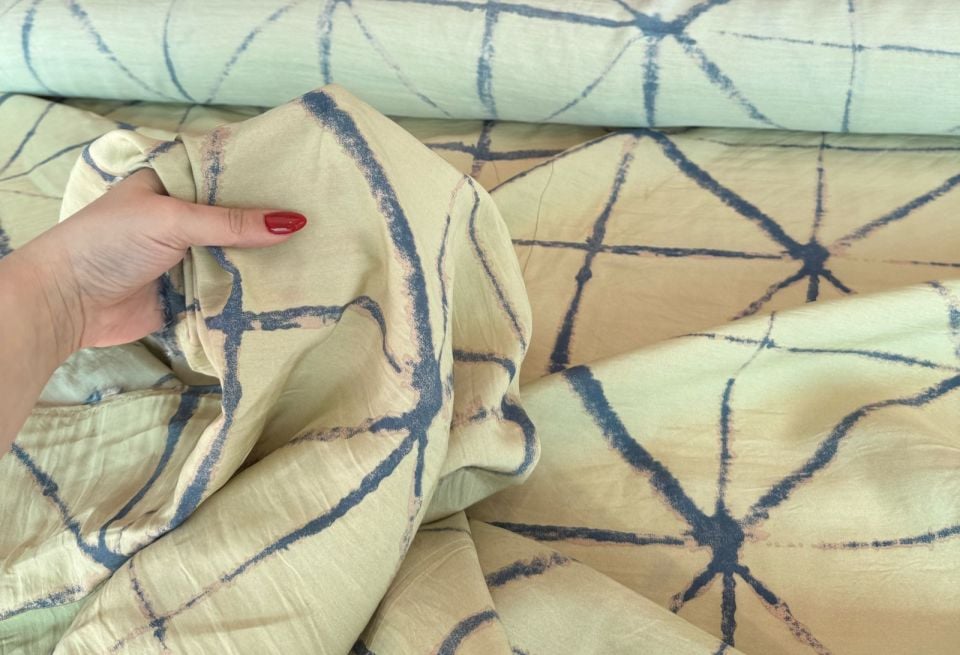 Ayrobin Kumaş (Tensel/Modal Kumaş)  Çatkı Desen Bej Renk