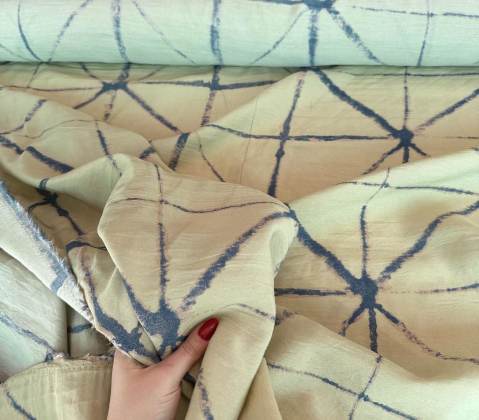 Ayrobin Kumaş (Tensel/Modal Kumaş)  Çatkı Desen Bej Renk