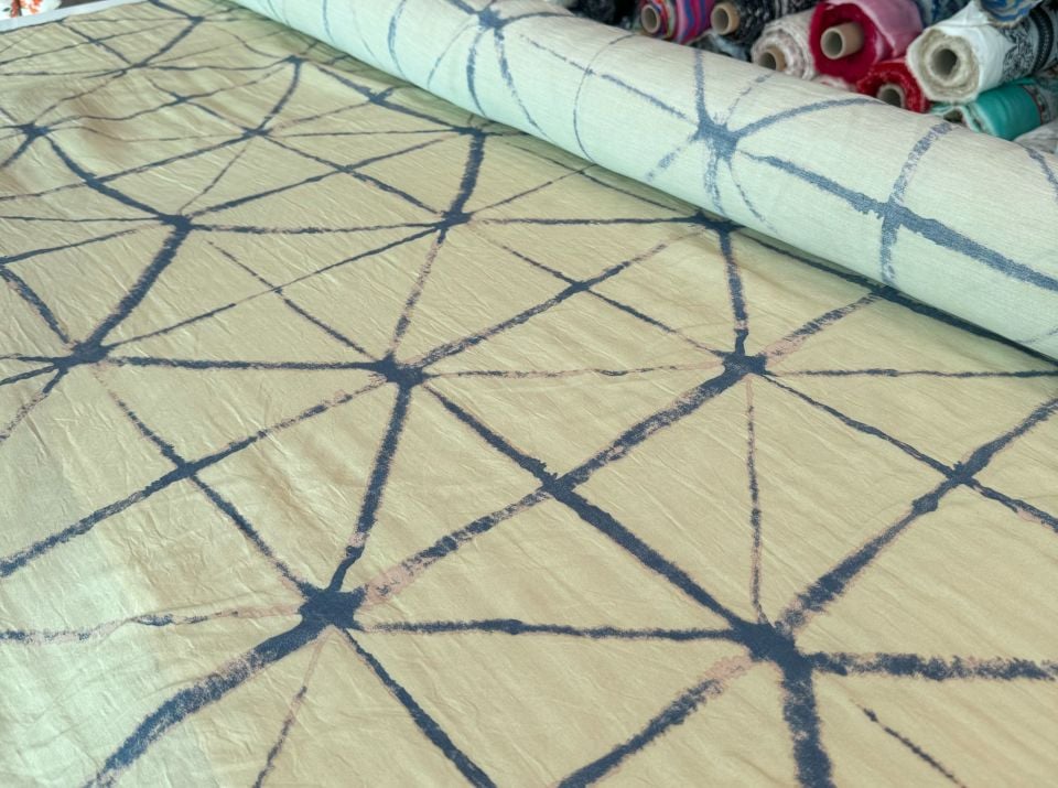 Ayrobin Kumaş (Tensel/Modal Kumaş)  Çatkı Desen Bej Renk