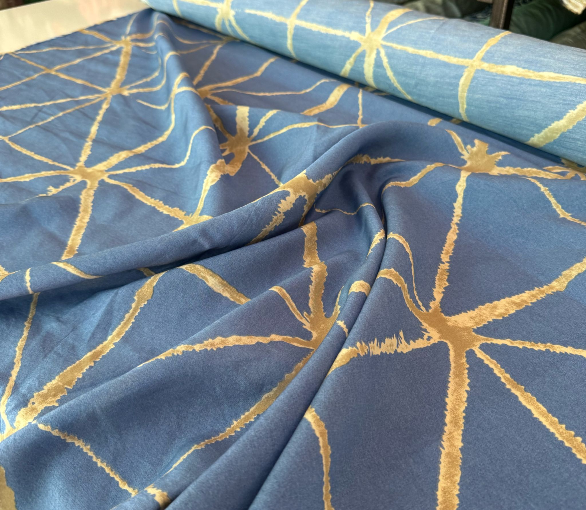 Ayrobin Kumaş (Tensel/Modal Kumaş)  Çatkı Desen Mavi Renk