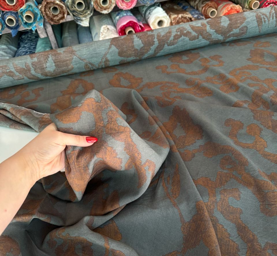 Ayrobin Kumaş (Tensel/Modal Kumaş) Madina Desen Bronz Kahverengi