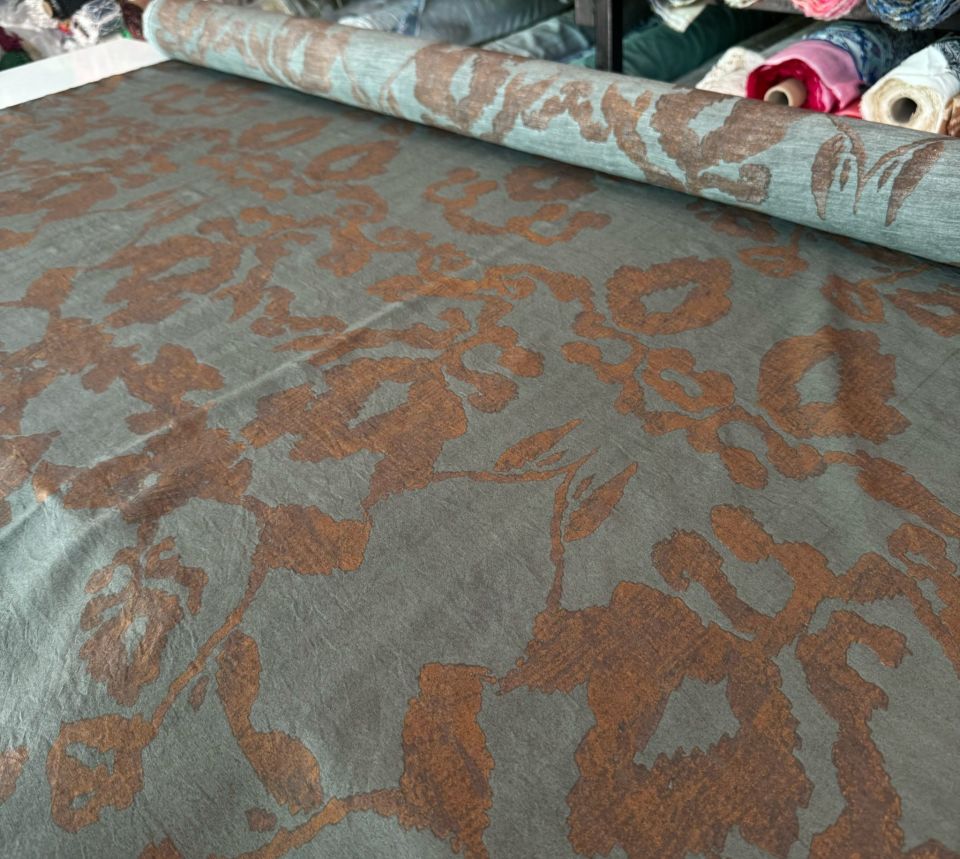 Ayrobin Kumaş (Tensel/Modal Kumaş) Madina Desen Bronz Kahverengi