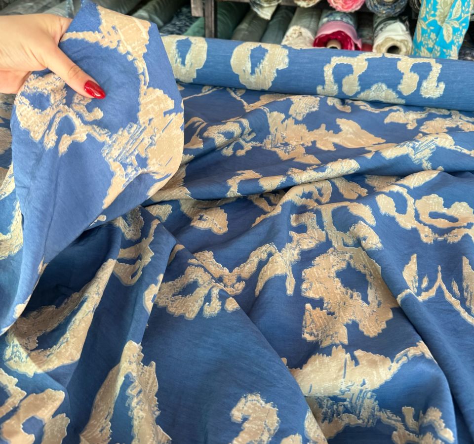 Ayrobin Kumaş (Tensel/Modal Kumaş) Madina Desen Mavi