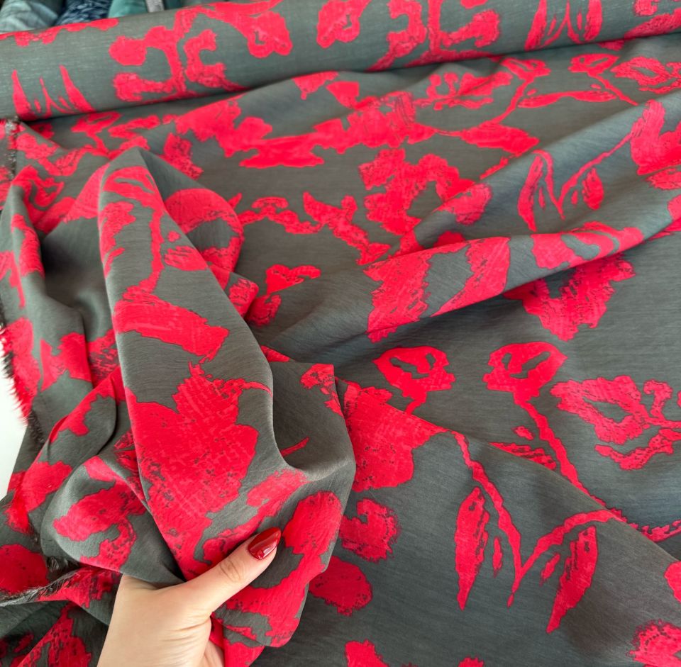 Ayrobin Kumaş (Tensel/Modal Kumaş) Madina Desen Bordo