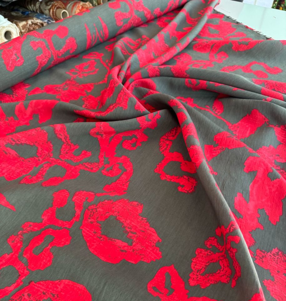 Ayrobin Kumaş (Tensel/Modal Kumaş) Madina Desen Bordo