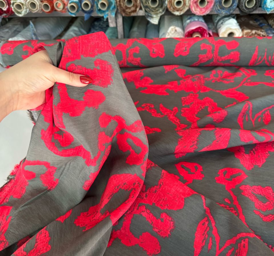 Ayrobin Kumaş (Tensel/Modal Kumaş) Madina Desen Bordo