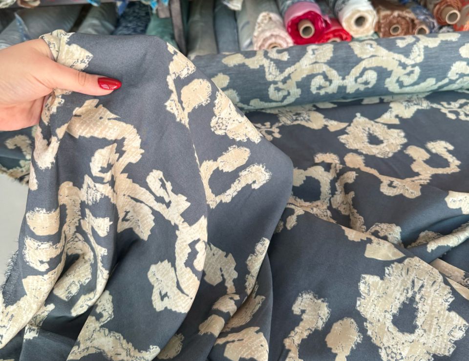 Ayrobin Kumaş (Tensel/Modal Kumaş) Madina Desen Antrasit