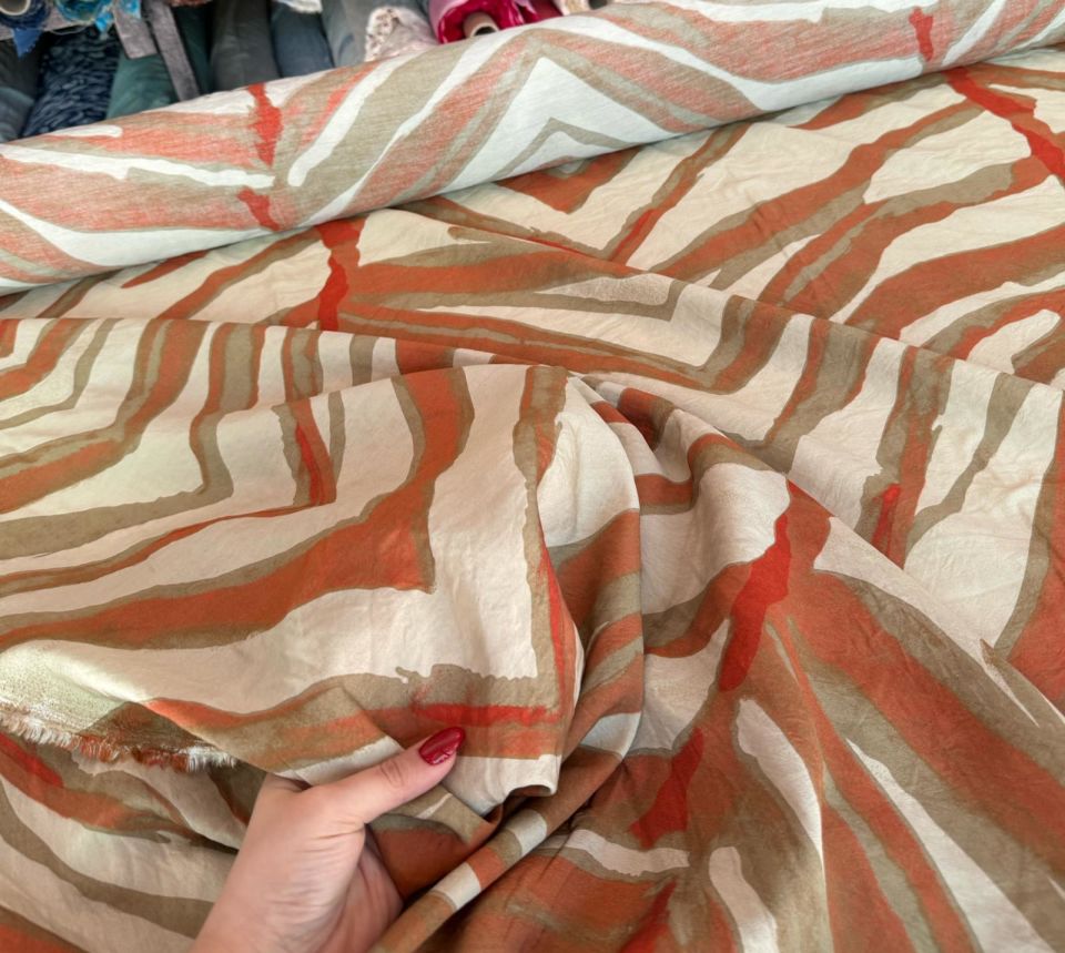 Ayrobin Kumaş (Tensel/Modal Kumaş) Balıksırtı Desenli Turuncu