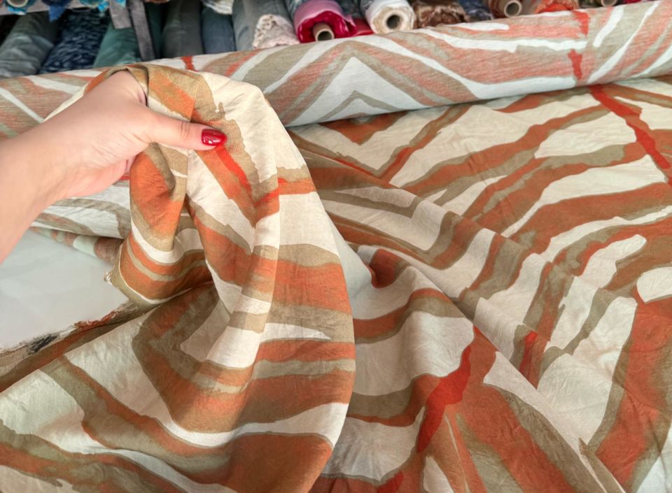 Ayrobin Kumaş (Tensel/Modal Kumaş) Balıksırtı Desenli Turuncu