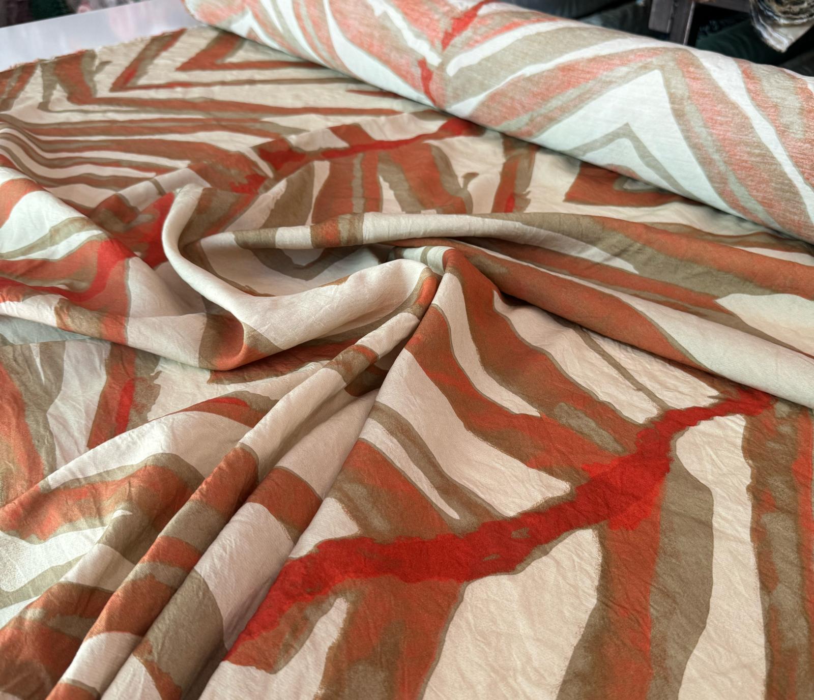 Ayrobin Kumaş (Tensel/Modal Kumaş) Balıksırtı Desenli Turuncu