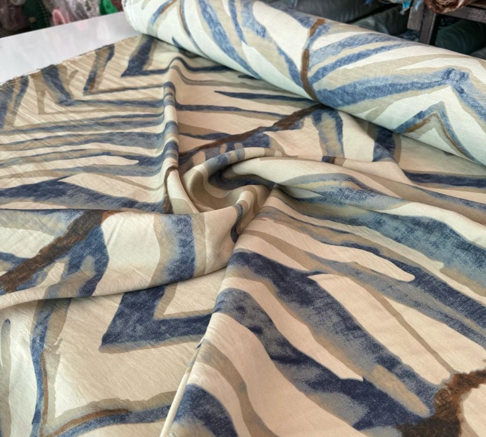 Ayrobin Kumaş (Tensel/Modal Kumaş) Balıksırtı Desenli Mavi