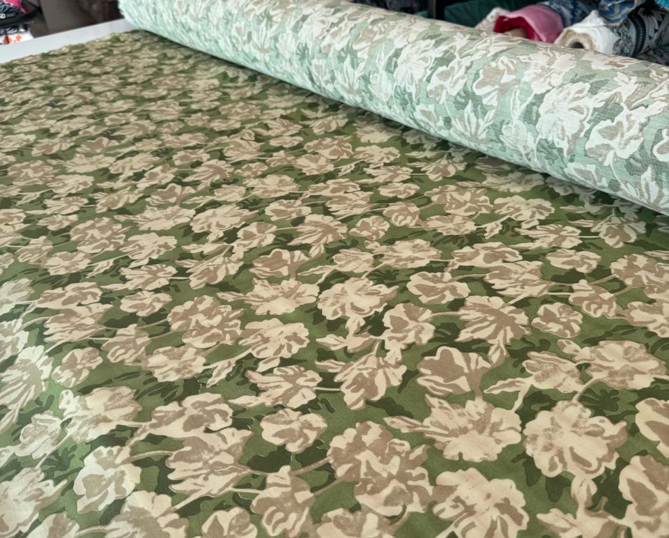 Ayrobin Kumaş (Tensel/Modal Kumaş) Küçük Yeşil Çiçekli