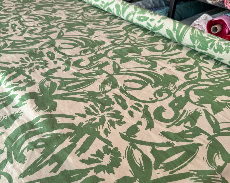 Ayrobin Kumaş (Tensel/Modal Kumaş) Desenli Yeşil