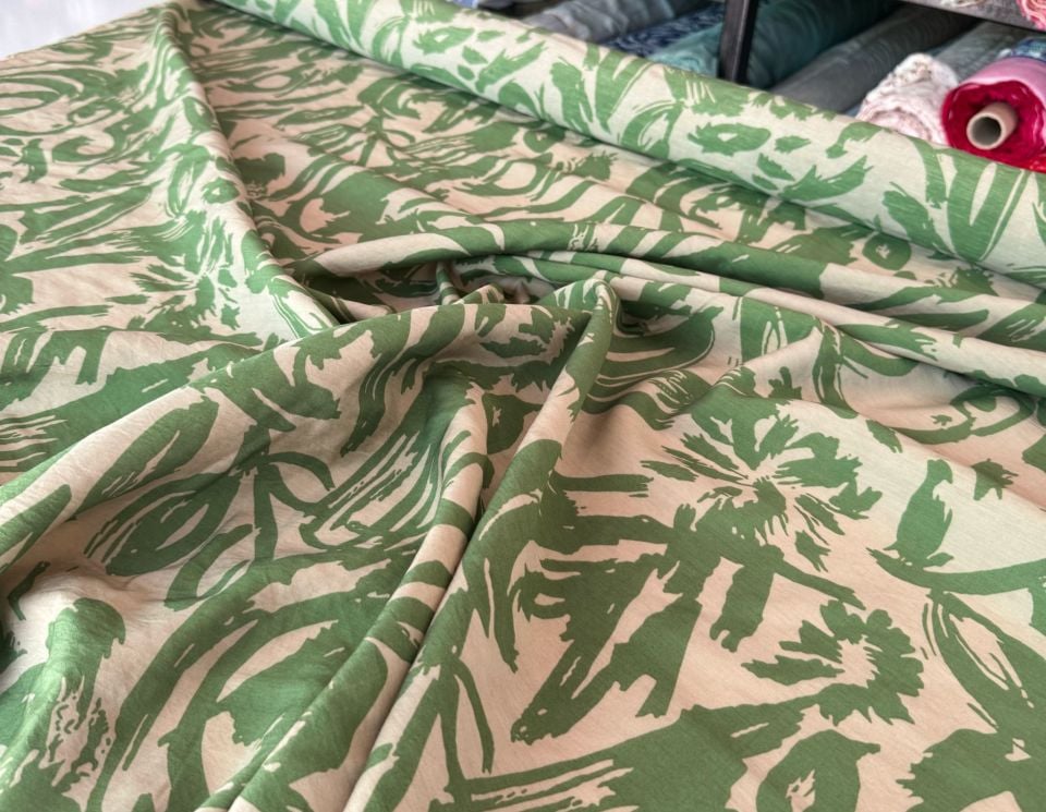 Ayrobin Kumaş (Tensel/Modal Kumaş) Desenli Yeşil