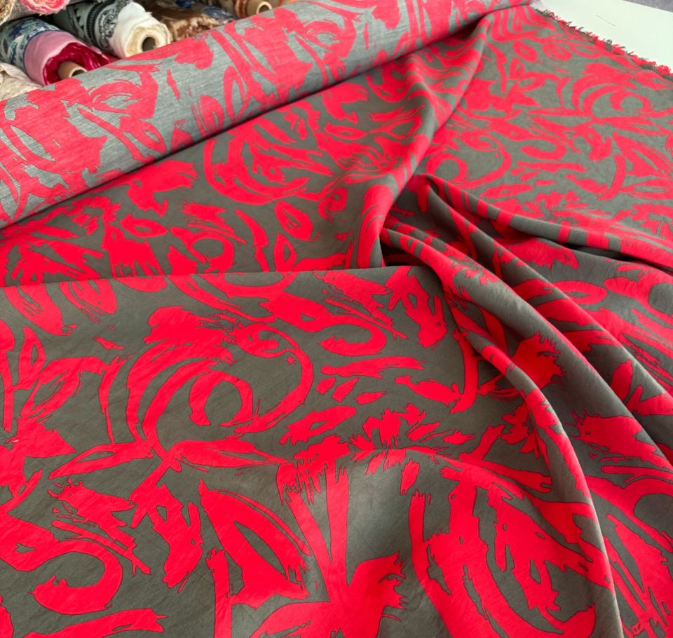 Ayrobin Kumaş (Tensel/Modal Kumaş) Desenli Bordo