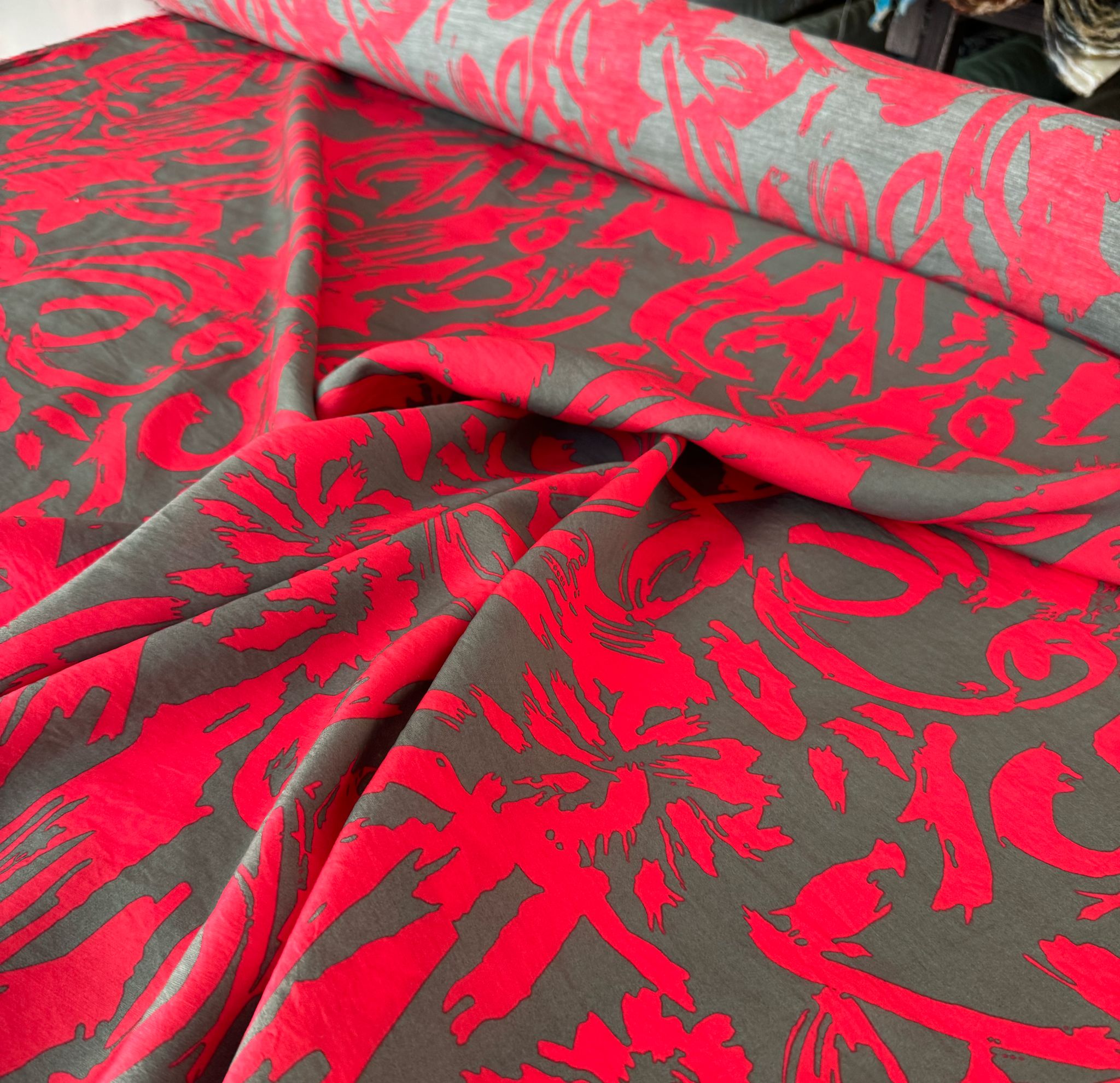 Ayrobin Kumaş (Tensel/Modal Kumaş) Desenli Bordo