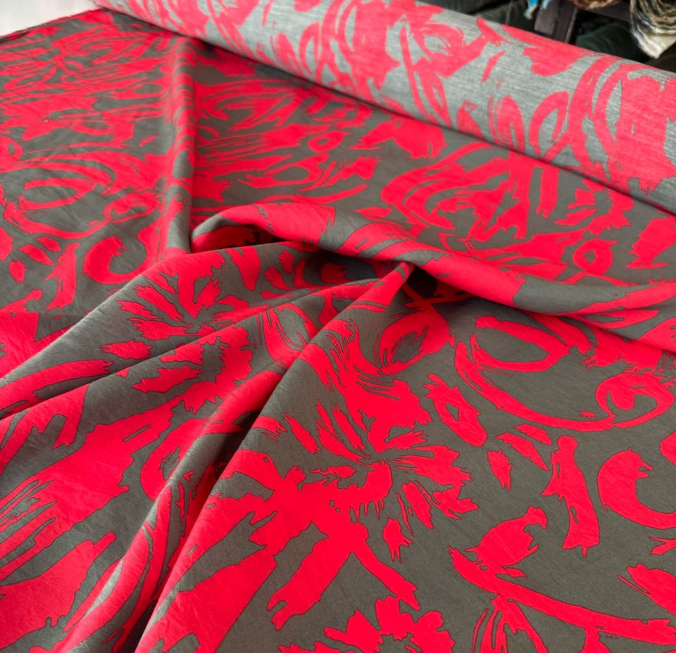 Ayrobin Kumaş (Tensel/Modal Kumaş) Desenli Bordo