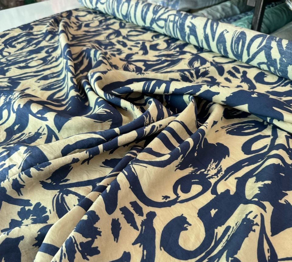 Ayrobin Kumaş (Tensel/Modal Kumaş) Desenli Lacivert