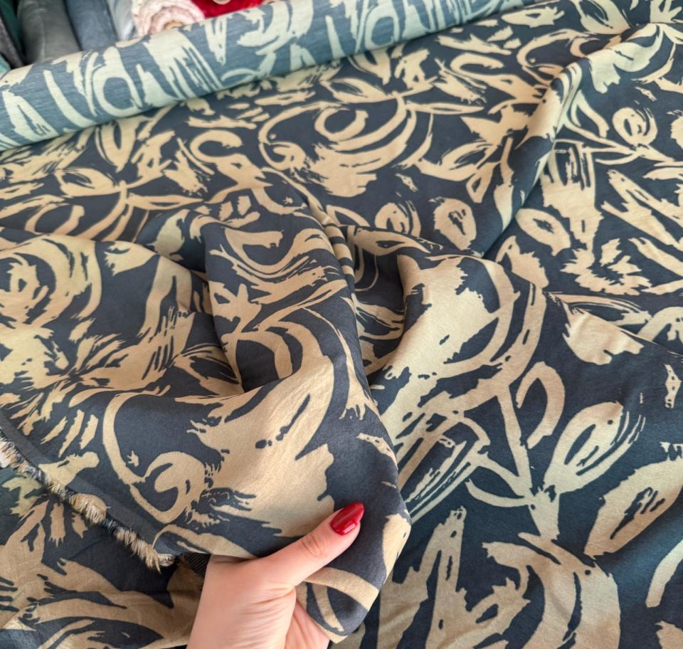 Ayrobin Kumaş (Tensel/Modal Kumaş) Desenli Antrasit