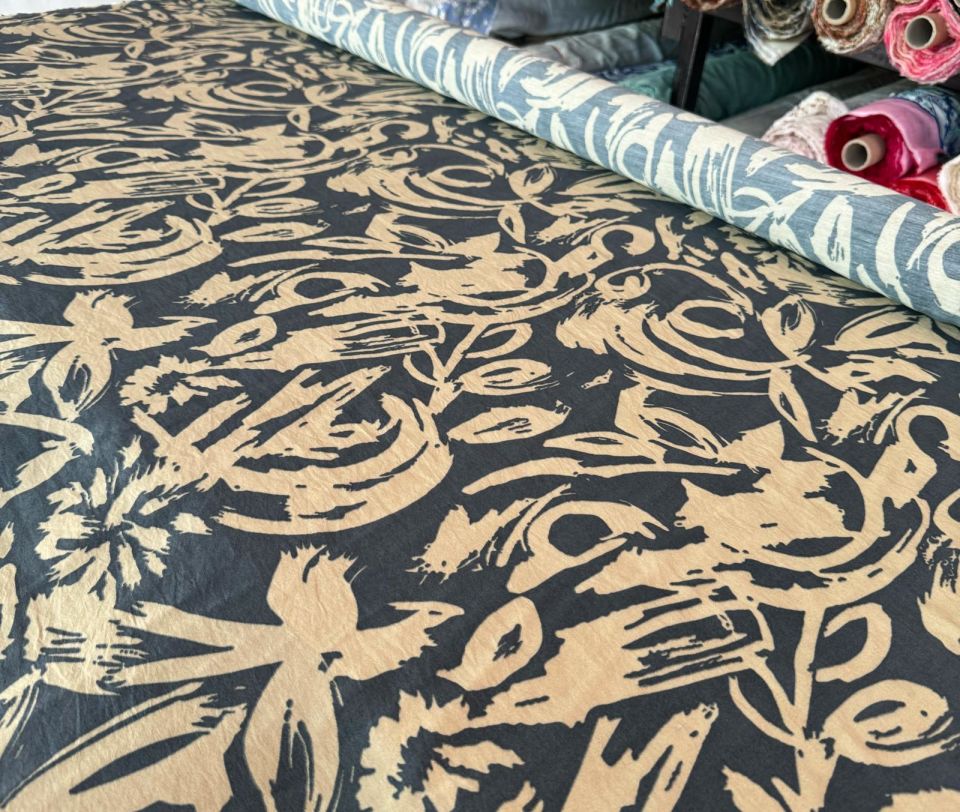 Ayrobin Kumaş (Tensel/Modal Kumaş) Desenli Antrasit