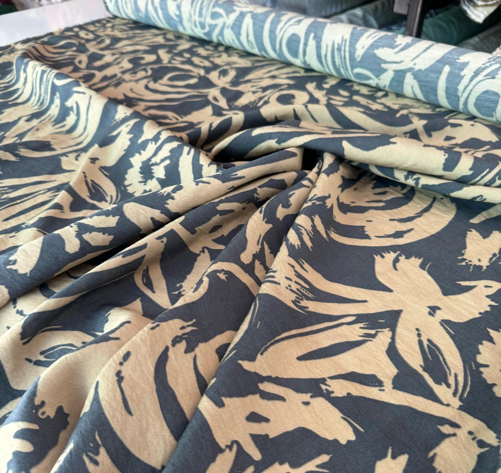 Ayrobin Kumaş (Tensel/Modal Kumaş) Desenli Antrasit