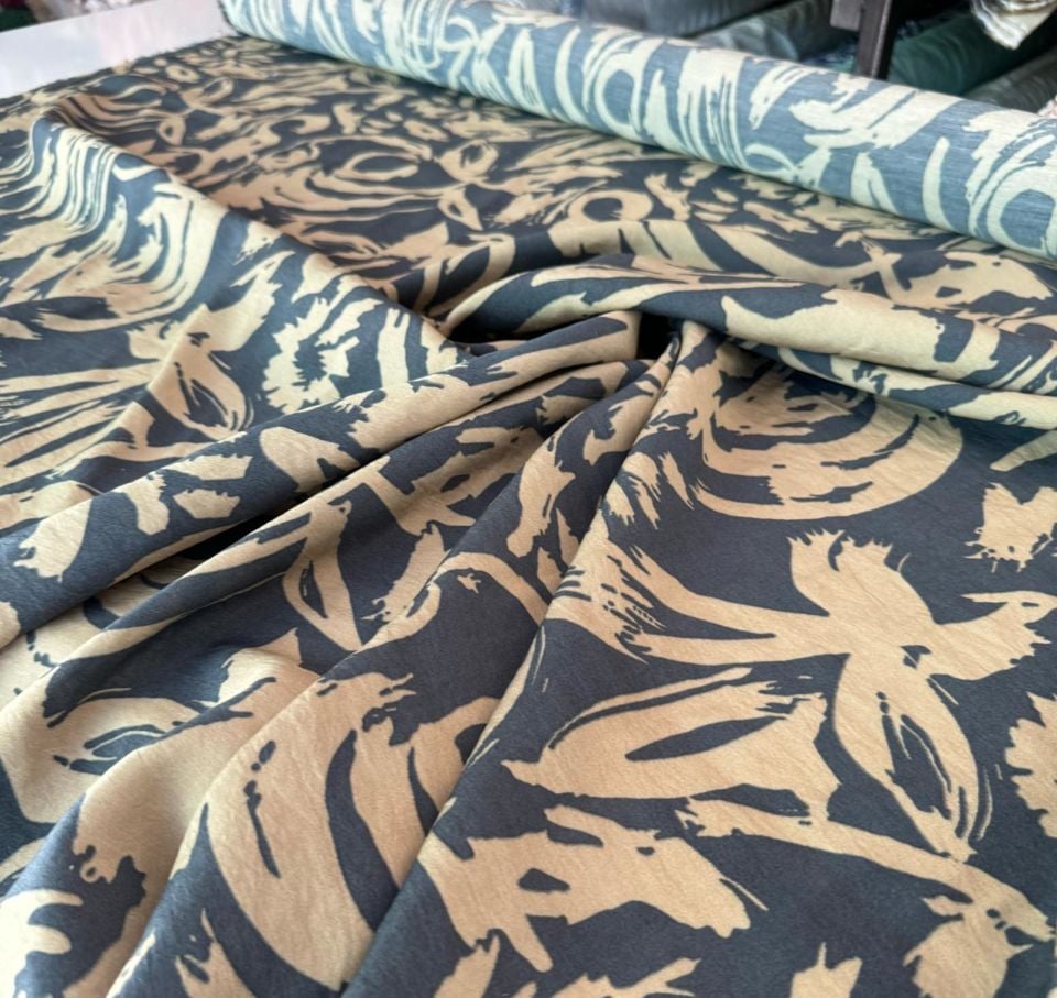 Ayrobin Kumaş (Tensel/Modal Kumaş) Desenli Antrasit