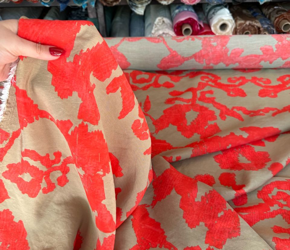 Ayrobin Kumaş (Tensel/Modal Kumaş) Turuncu Hareketli Desen