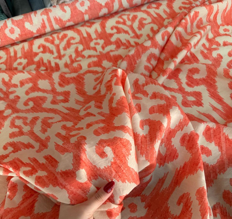 Ayrobin Kumaş (Tensel/Modal Kumaş) Turuncu Madina Desenli