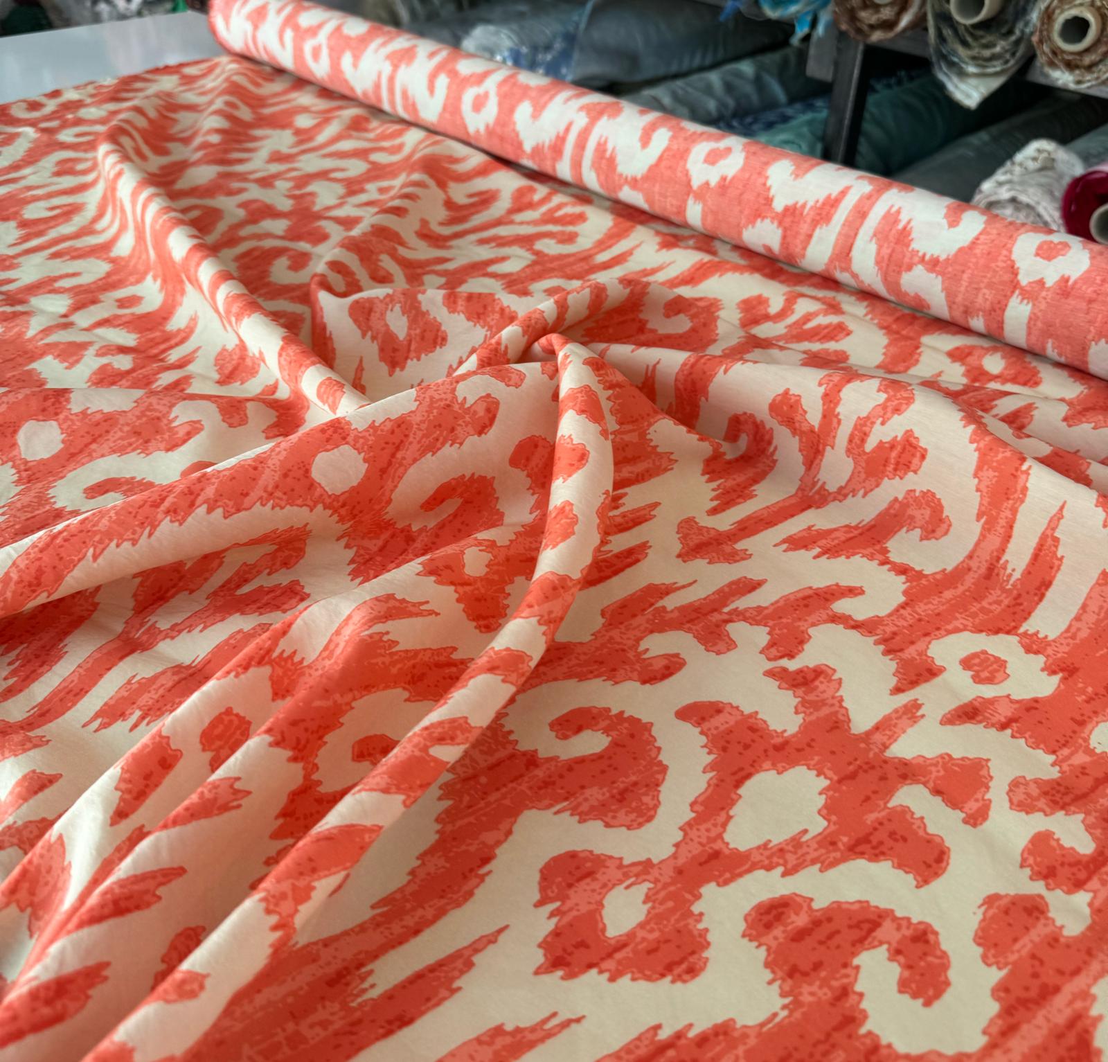 Ayrobin Kumaş (Tensel/Modal Kumaş) Turuncu Madina Desenli