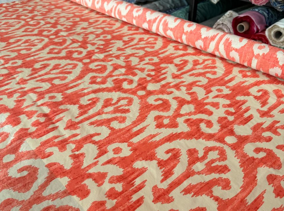 Ayrobin Kumaş (Tensel/Modal Kumaş) Turuncu Madina Desenli