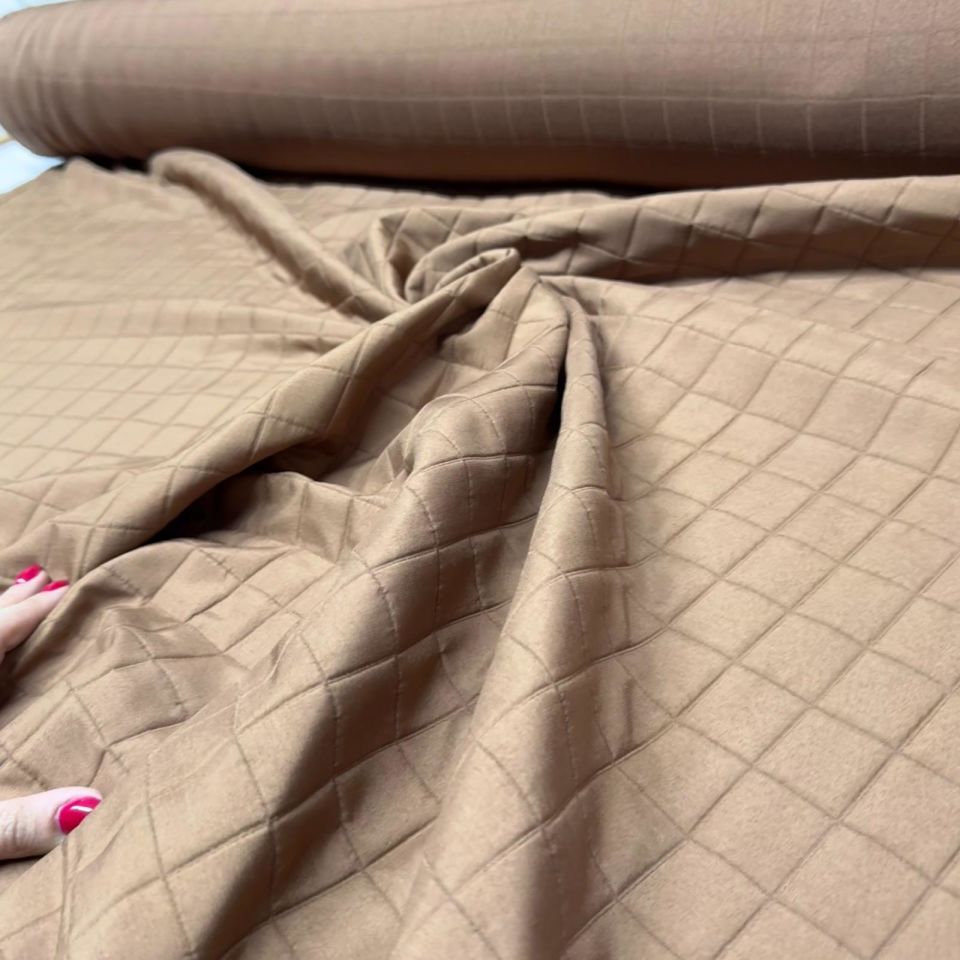 Kapitone Kumaş Çift En Taba Kahverengi Renk