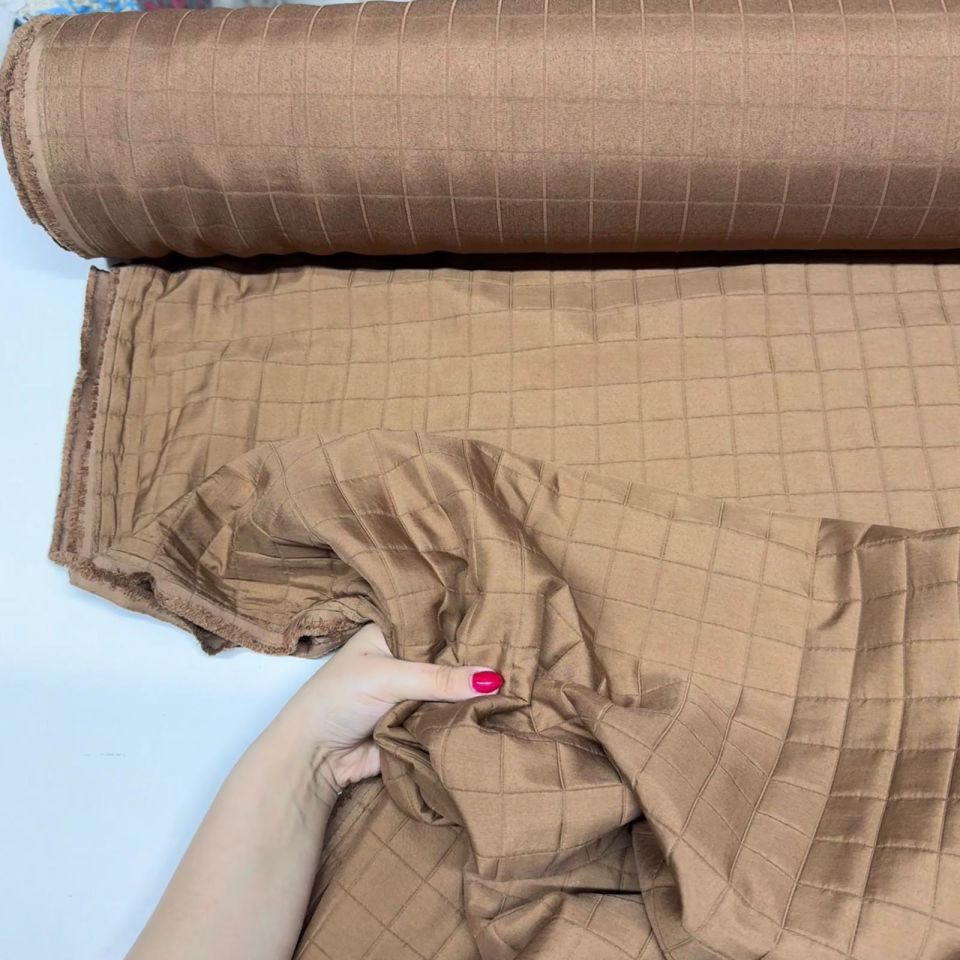 Kapitone Kumaş Çift En Taba Kahverengi Renk