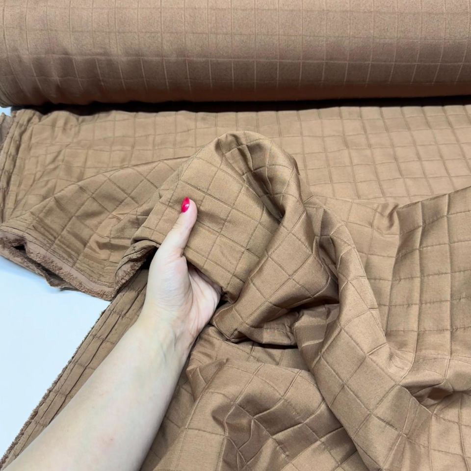 Kapitone Kumaş Çift En Taba Kahverengi Renk