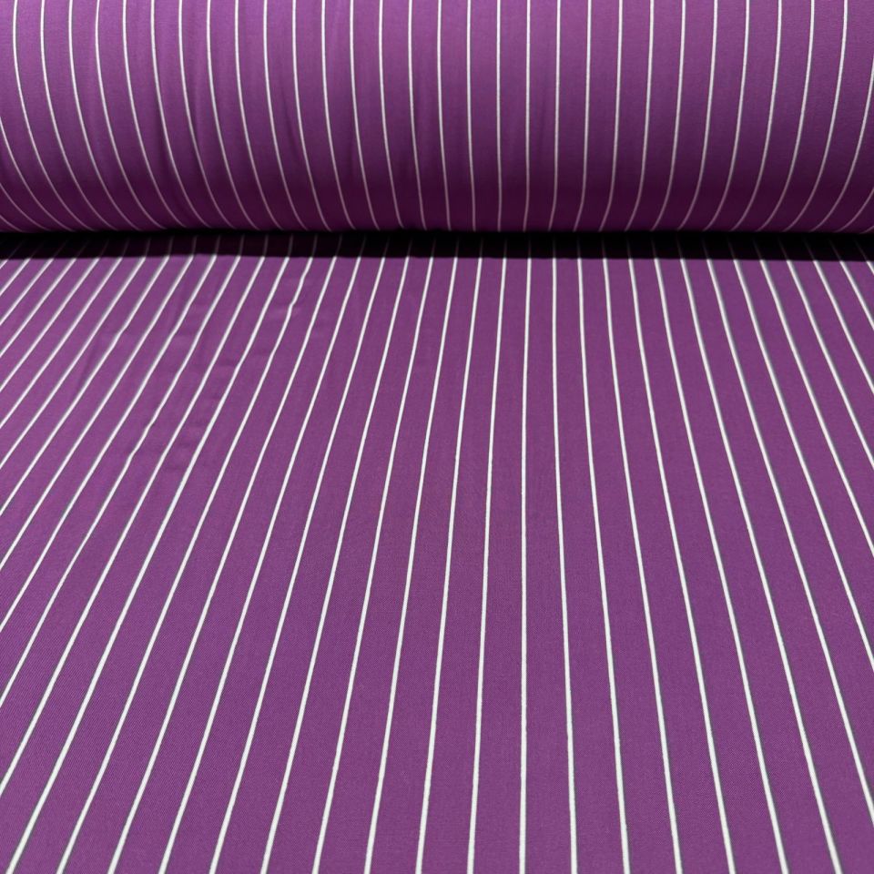 İthal Viskon Kumaş Çizgili Mor Renk %100 Pamuk