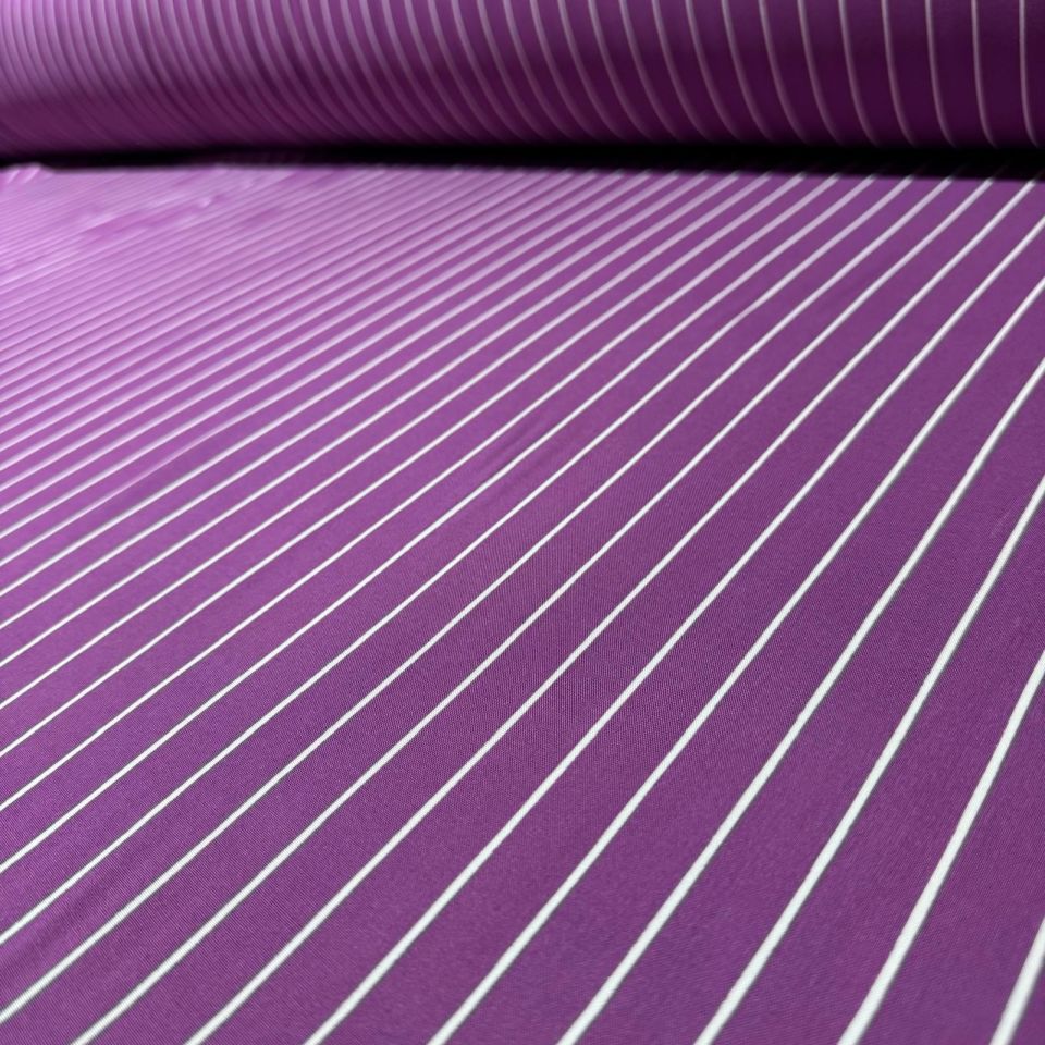İthal Viskon Kumaş Çizgili Mor Renk %100 Pamuk