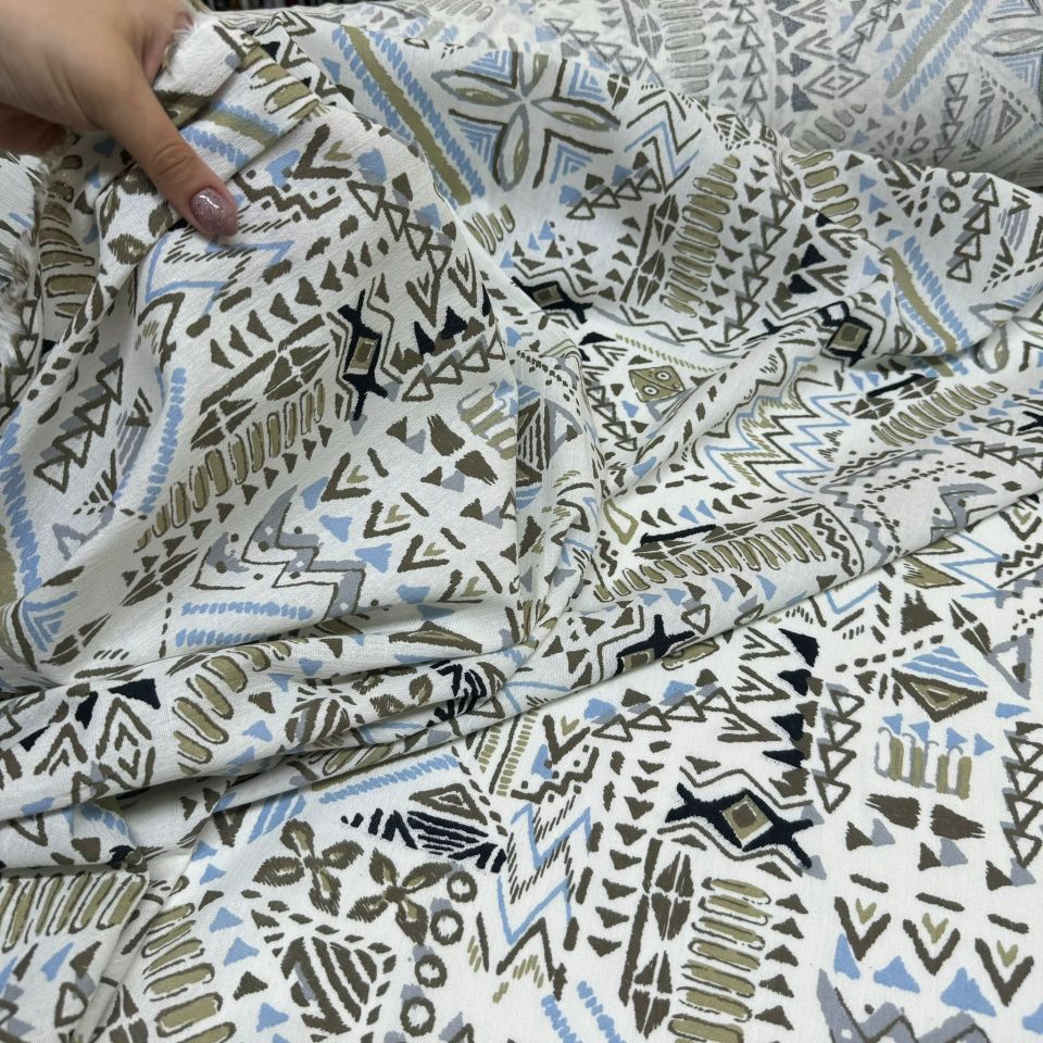 Organik Pamuk Şile Bezi Kumaş %100 Pamuk Bebe Mavi Kahverengi Desenli