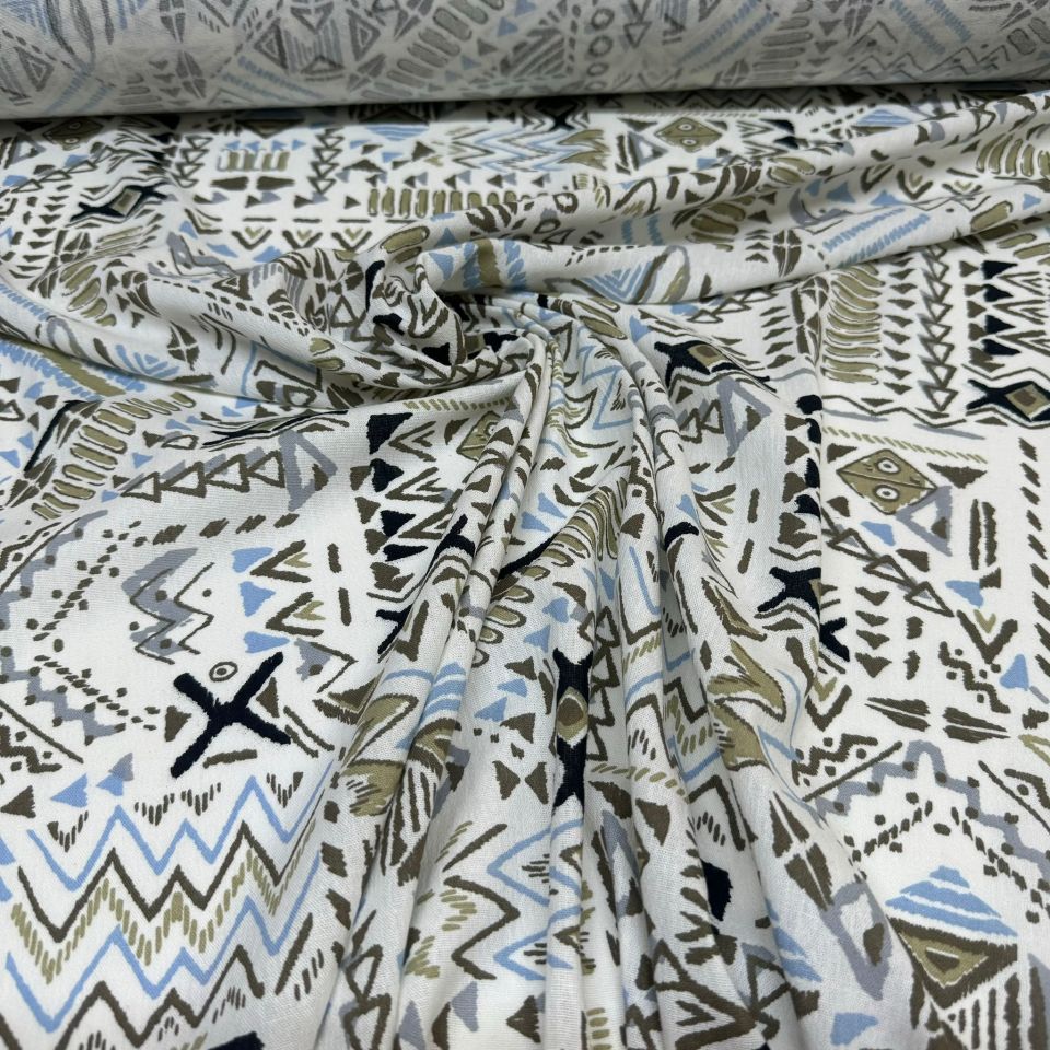 Organik Pamuk Şile Bezi Kumaş %100 Pamuk Bebe Mavi Kahverengi Desenli