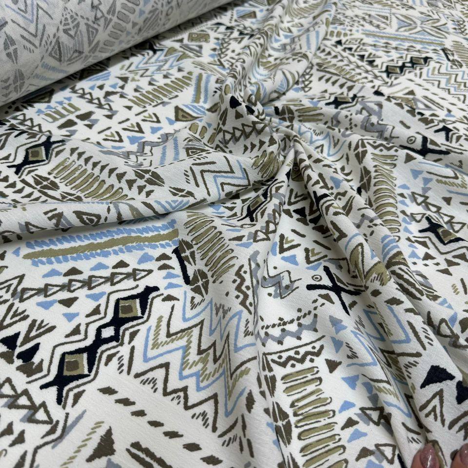 Organik Pamuk Şile Bezi Kumaş %100 Pamuk Bebe Mavi Kahverengi Desenli