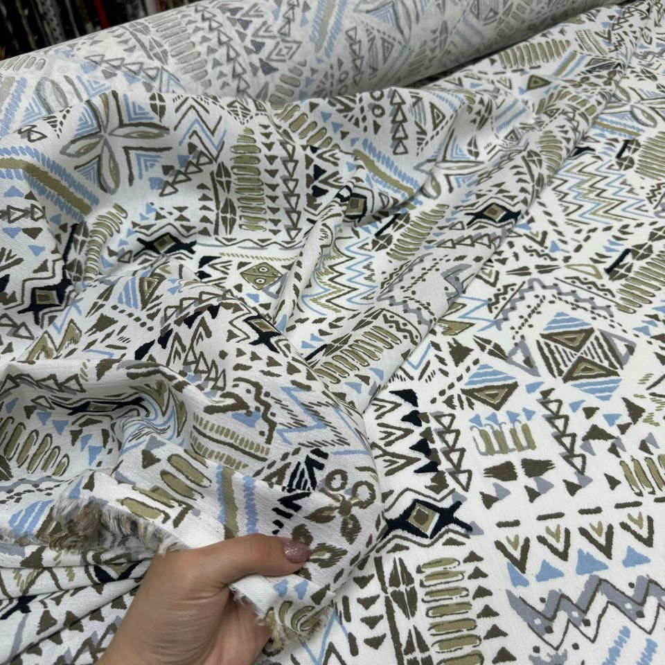 Organik Pamuk Şile Bezi Kumaş %100 Pamuk Bebe Mavi Kahverengi Desenli