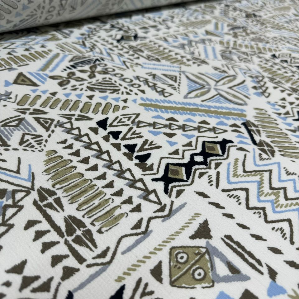 Organik Pamuk Şile Bezi Kumaş %100 Pamuk Bebe Mavi Kahverengi Desenli