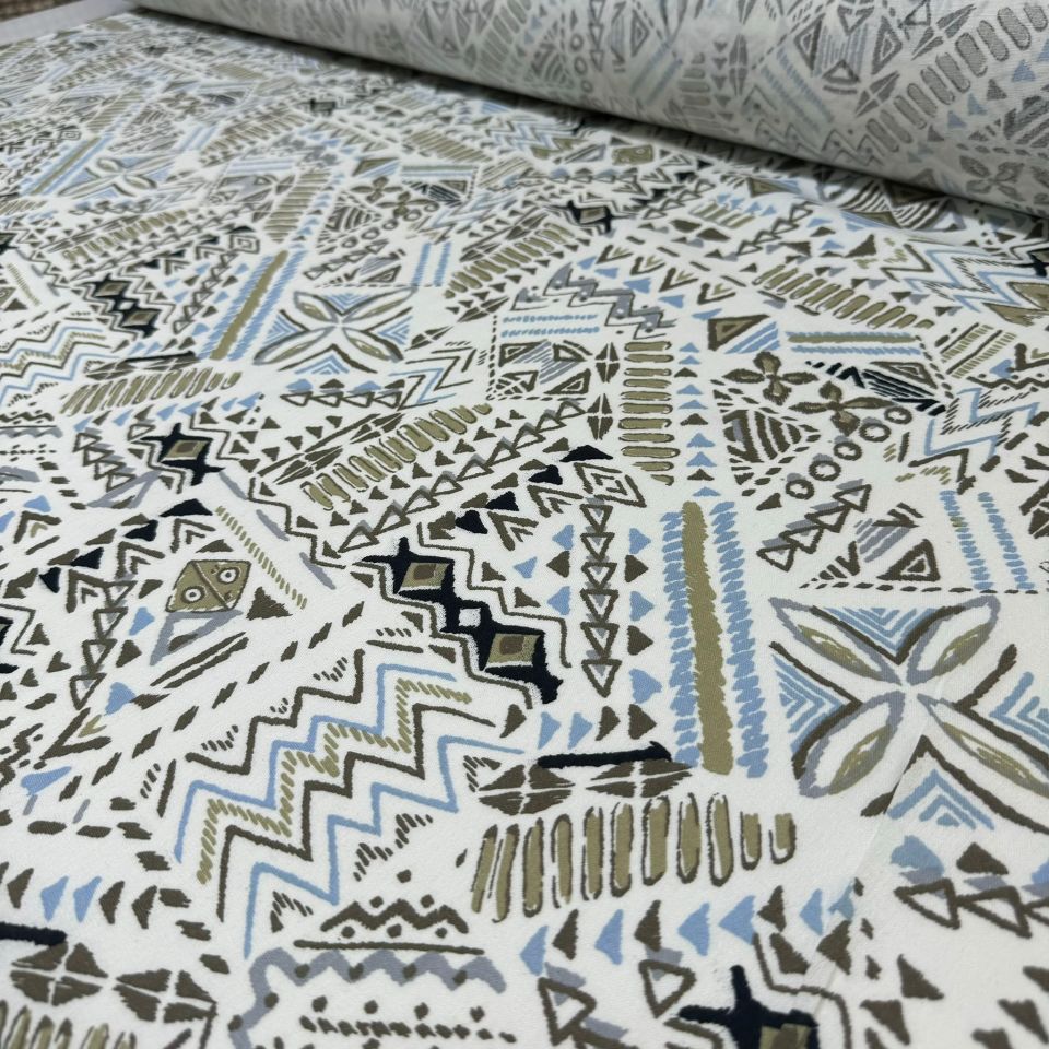 Organik Pamuk Şile Bezi Kumaş %100 Pamuk Bebe Mavi Kahverengi Desenli