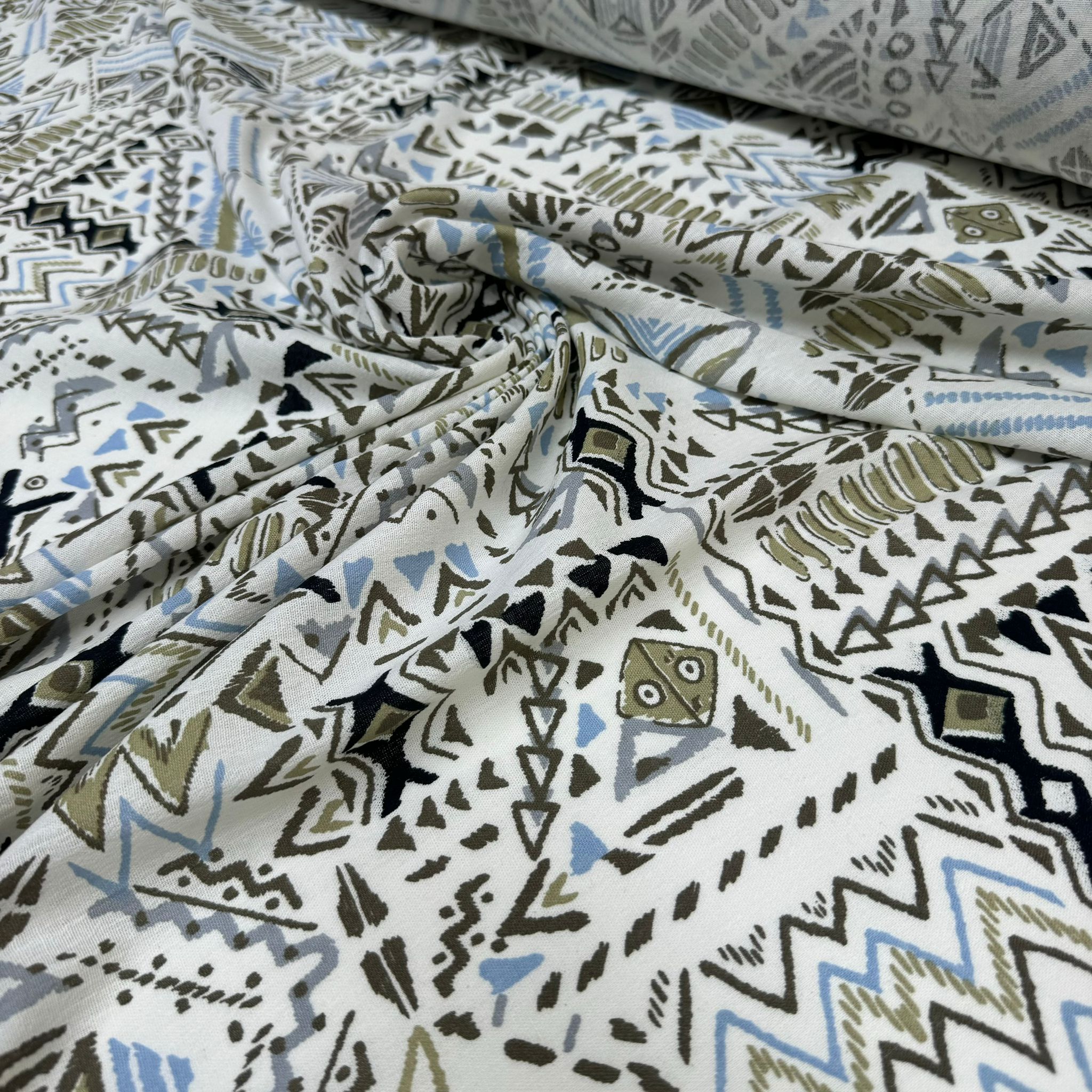 Organik Pamuk Şile Bezi Kumaş %100 Pamuk Bebe Mavi Kahverengi Desenli