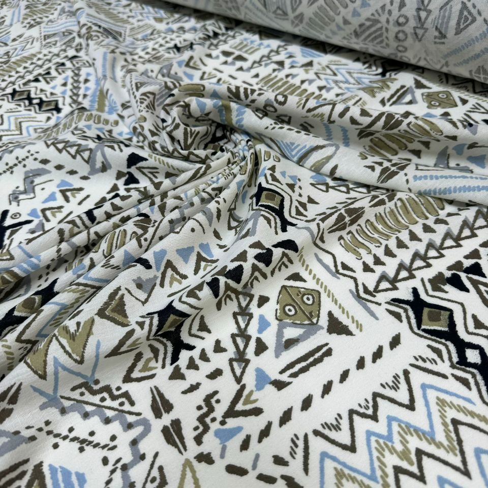 Organik Pamuk Şile Bezi Kumaş %100 Pamuk Bebe Mavi Kahverengi Desenli