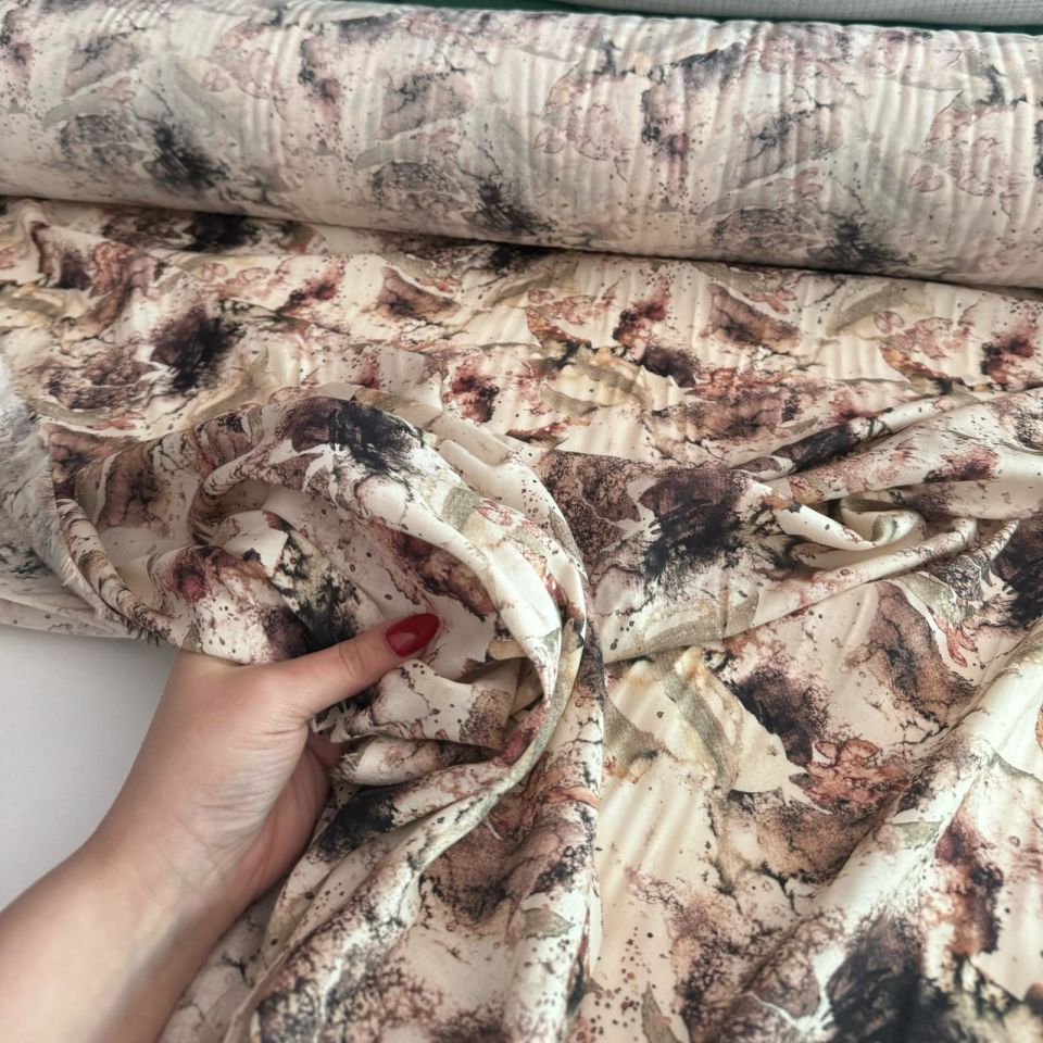 Vual Kumaş %100 Pamuk Kahverengi Desenli