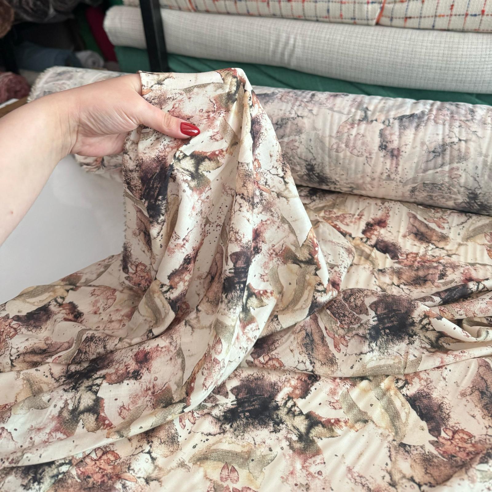 Vual Kumaş %100 Pamuk Kahverengi Desenli