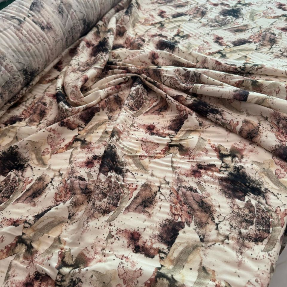 Vual Kumaş %100 Pamuk Kahverengi Desenli