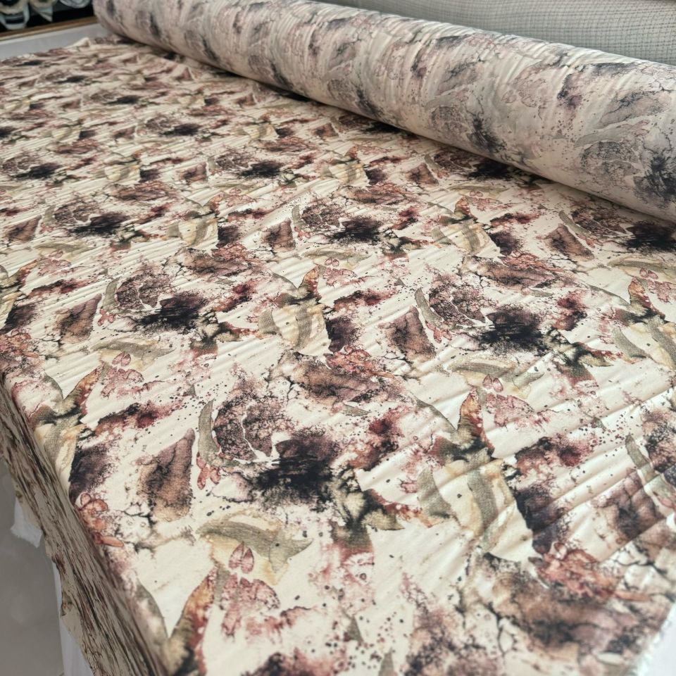 Vual Kumaş %100 Pamuk Kahverengi Desenli