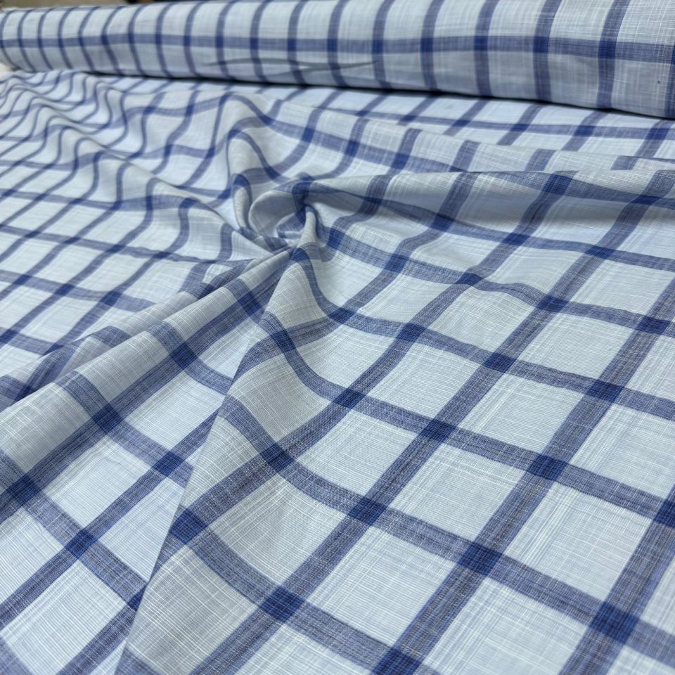 Flam Keten Kumaş Mavi Çizgili Kumaş