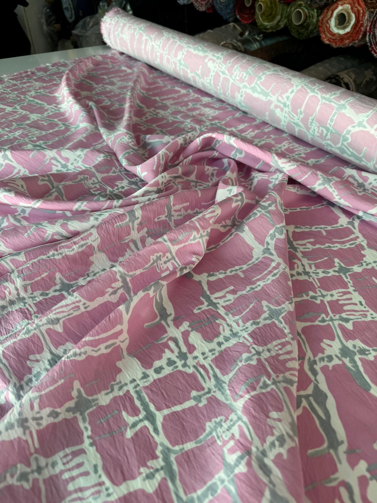 Ayrobin Kumaş Modal Desenli Pembe Renk