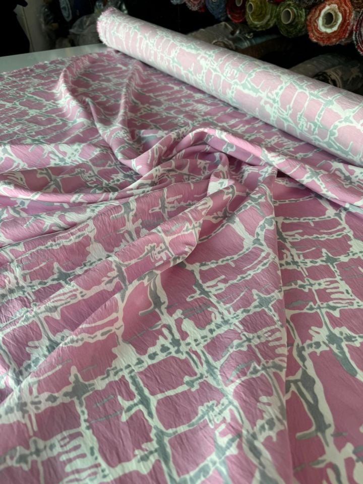 Ayrobin Kumaş Modal Desenli Pembe Renk